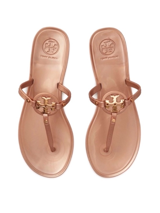 Tory Burch Shoes - Tory Burch Mini Miller Jelly Sandals Rose Gold Size 7 Flat Thong Slip-on Shoes
